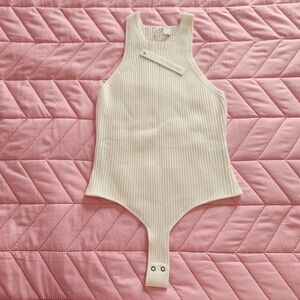 NWT - One Grey Day - O G D - Sweater Bodysuit - Beige Cream - Merino Wool